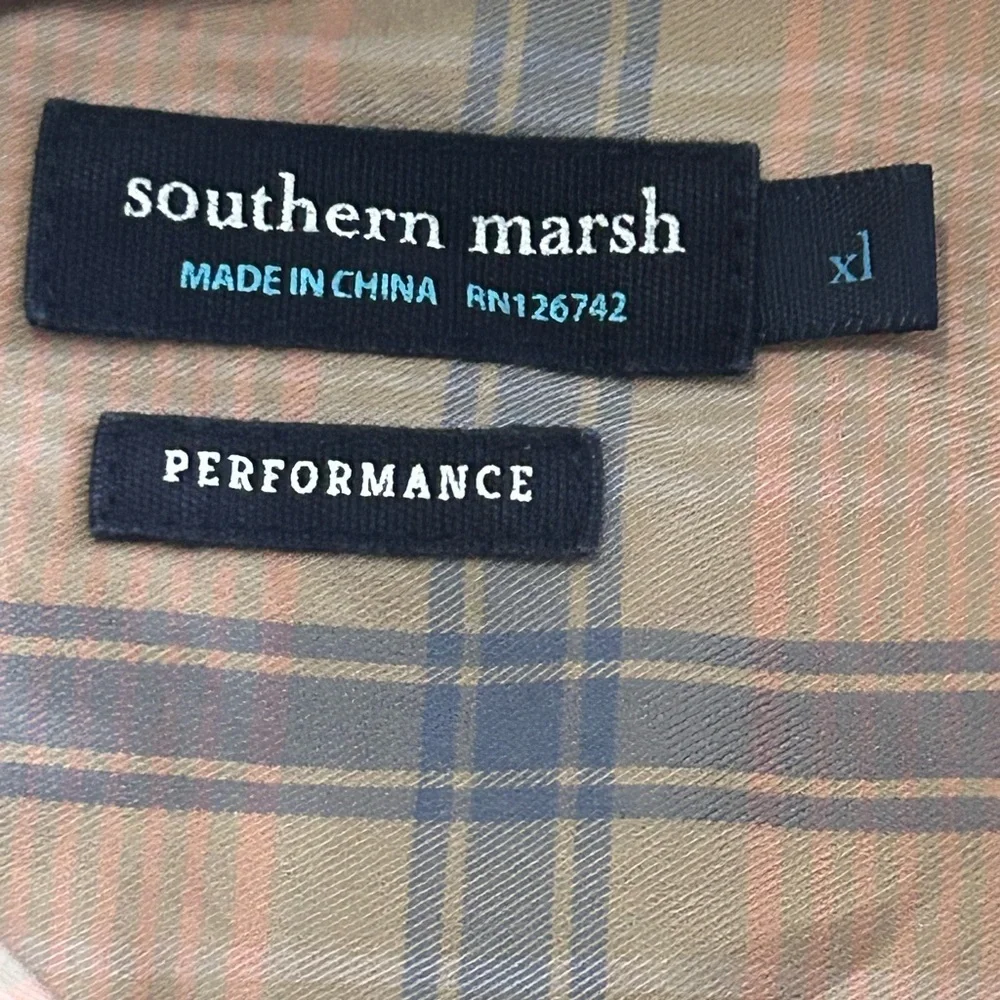 Southern Marsh Performance Dress Shirt Mens XL Burnt Taupe Plaid Button Down - Picture 5 of 8
